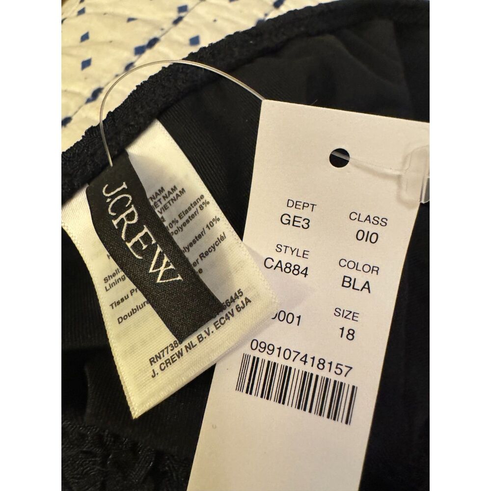 J.CREW NWT Swimsuit sz18 Black Cloque One Piece Beaded Trim Tie Neck Open Back - Picture 4 of 15